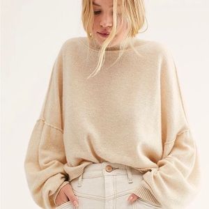 Free People So Low So High Beige Cashmere Sweater